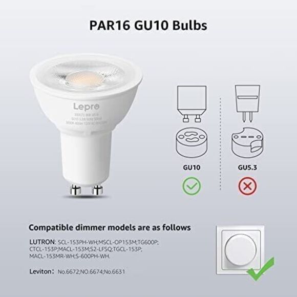 Lepro GU10 LED Bulb Dimmable, 50W Halogen Equivalent Light Bulbs, 5.5W 5000K - Picture 5 of 11